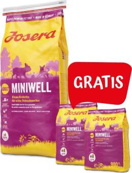 Josera p Miniwell 10kg drób z ryżem + 2 szt 900gr gratis